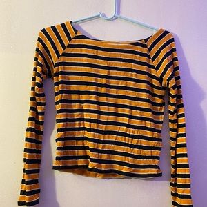 Striped Cropped Long-Sleeve Shirt